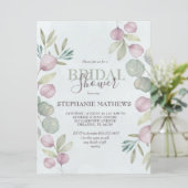 Eucalyptus Watercolor Dusty Blue Brautparty Einladung (Stehend Vorderseite)