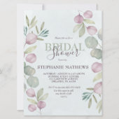 Eucalyptus Watercolor Dusty Blue Brautparty Einladung (Vorderseite)