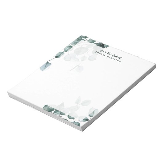 Eucalyptus Watercolor Personalisiert Notepad Notizblock (Rotiert)