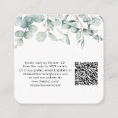 Eucalyptus Watercolor QR Code Wedding RSVP Begleitkarte (Rückseite)