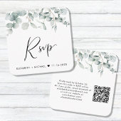 Eucalyptus Watercolor QR Code Wedding RSVP Begleitkarte