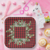 Eucalyptus Watercolor Roter Schwarzer Buffalo Kari Pappteller (Party)