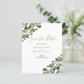 Eucalyptus Watercolor Save the Date (Stehend Vorderseite)
