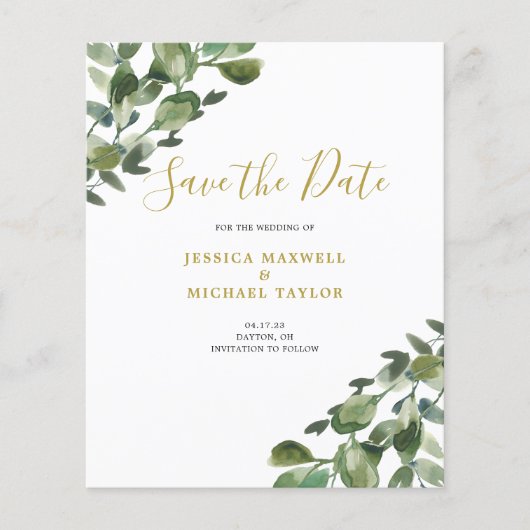 Eucalyptus Watercolor Save the Date (Vorderseite)