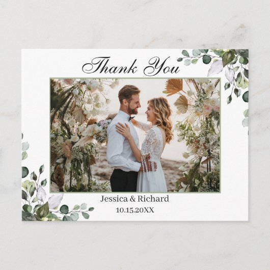 Eucalyptus Watercolor Vielen Dank FOTO Postcard Postkarte (Vorderseite)