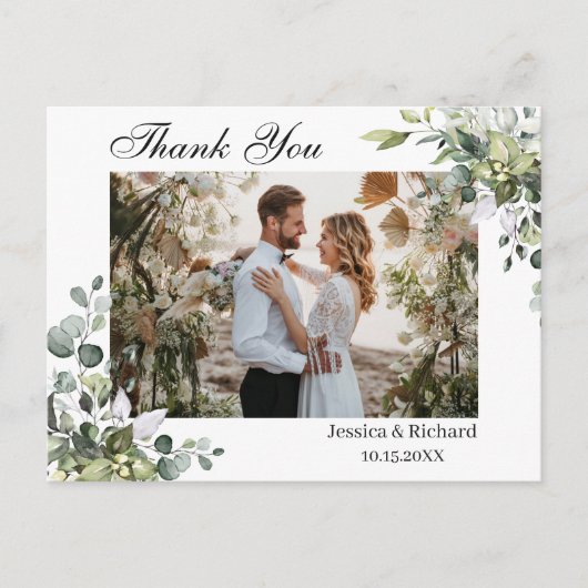 Eucalyptus Watercolor Vielen Dank FOTO Postcard Postkarte (Vorderseite)