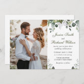 Eucalyptus Watercolor Wedding FOTO Einladung (Vorne/Hinten)