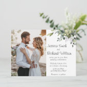 Eucalyptus Watercolor Wedding FOTO Einladung (Stehend Vorderseite)