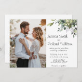 Eucalyptus Watercolor Wedding FOTO Einladung (Vorne/Hinten)