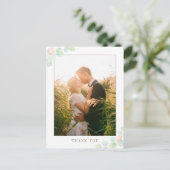 Eucalyptus Watercolor Wedding Foto Vielen Dank Postkarte (Stehend Vorderseite)