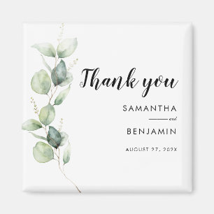 Eucalyptus Watercolor Wedding Vielen Dank Magnet