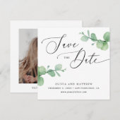 Eucalyptus Wedding | Elegant Greenery Garden Photo Save The Date (Vorne/Hinten)