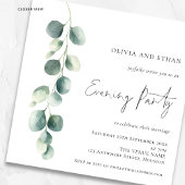 Eucalyptus Wedding Evening Party Square Invitation Einladung