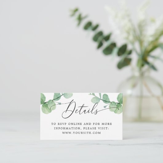 Eucalyptus Wedding Insert | Greenery Details + QR (Stehend Vorderseite)