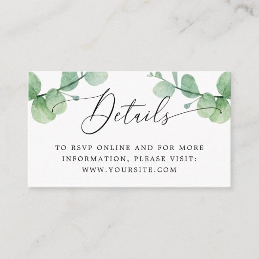 Eucalyptus Wedding Insert | Greenery Details + QR (Vorderseite)