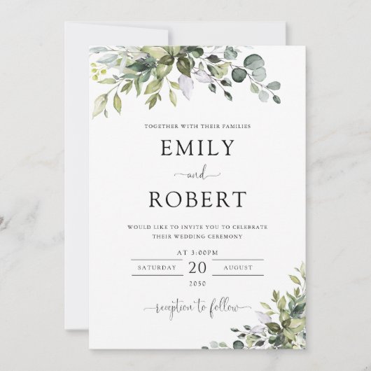 Eucalyptus Wedding Invitation Einladung (Vorderseite)