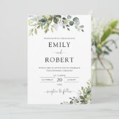 Eucalyptus Wedding Invitation Einladung (Stehend Vorderseite)
