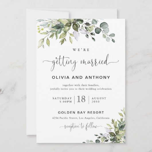 Eucalyptus Wedding Invitation Einladung (Vorderseite)