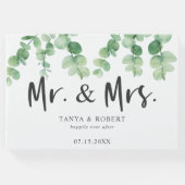 Eucalyptus Wedding Mr. und Mrs. Script Elegant Gästebuch (Vorderseite)