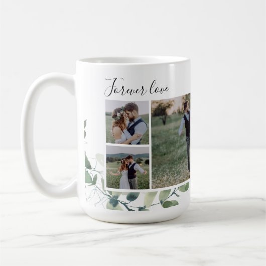 Eucalyptus Wedding Photo Collage Keepsake Plaque Kaffeetasse (Links)