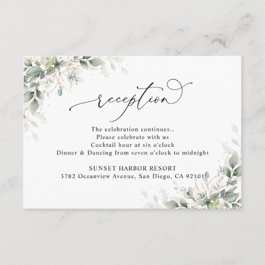 Eucalyptus Wedding Reception Enclosure Cards Begleitkarte (Vorderseite)