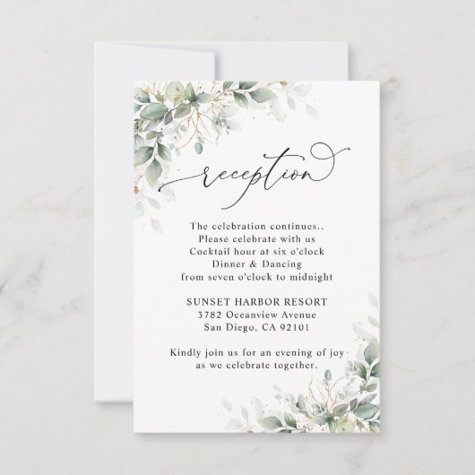 Eucalyptus Wedding Reception Enclosure Cards RSVP Karte (Vorderseite)