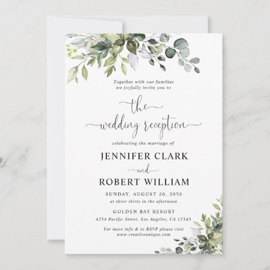 Eucalyptus Wedding Reception Invitation Einladung (Vorderseite)