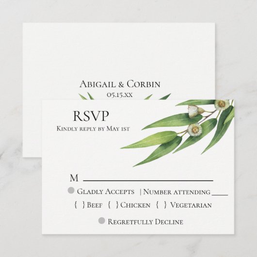 Eucalyptus Wedding RSVP (Vorne/Hinten)