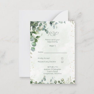 Eucalyptus Wedding RSVP Card 1001 Mitteilungskarte