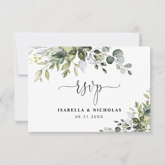 Eucalyptus Wedding RSVP Card Karte (Vorderseite)