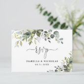 Eucalyptus Wedding RSVP Card Karte (Stehend Vorderseite)