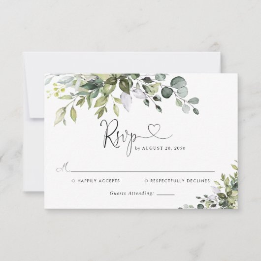 Eucalyptus Wedding RSVP Card Karte (Vorderseite)