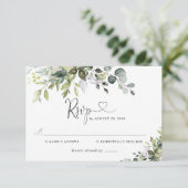 Eucalyptus Wedding RSVP Card Karte (Stehend Vorderseite)