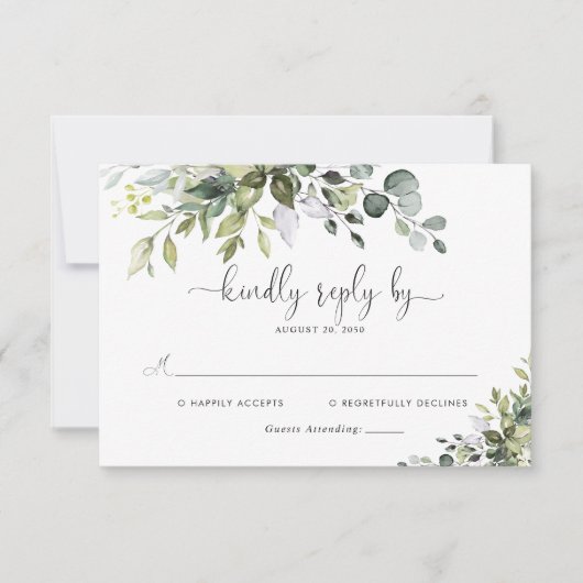 Eucalyptus Wedding RSVP Card Karte (Vorderseite)