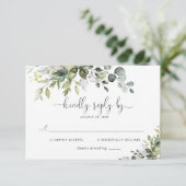 Eucalyptus Wedding RSVP Card Karte (Stehend Vorderseite)