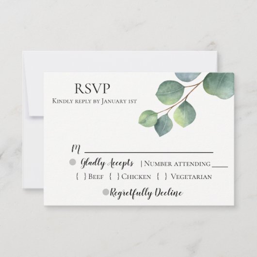 Eucalyptus Wedding RSVP Karte (Vorderseite)