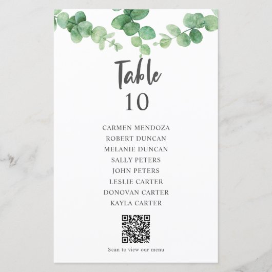 Eucalyptus Wedding Seating Chart QR Code (Vorderseite)