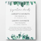 Eucalyptus Wedding Signature Drinks Sign, Cocktail Fotoplatte (Vorderseite)
