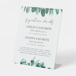 Eucalyptus Wedding Signature Drinks Sign, Cocktail Sockelschild