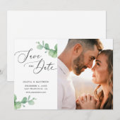 Eucalyptus Wedding | Watercolor Botanical Photo Save The Date (Vorne/Hinten)