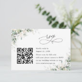 Eucalyptus Wedding Website QR Code RSVP Card Karte (Stehend Vorderseite)