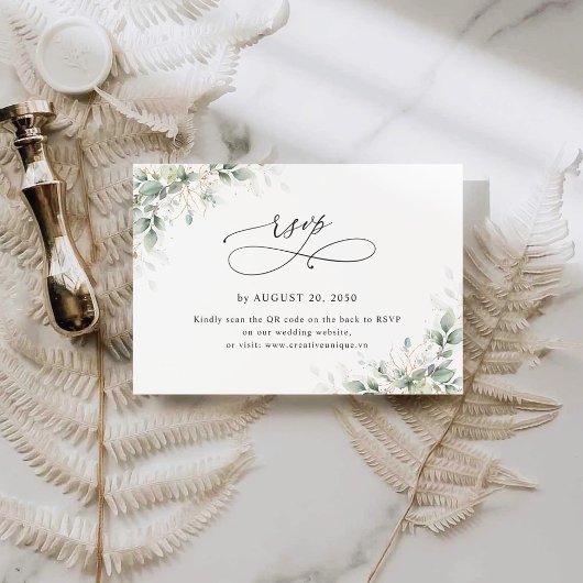 Eucalyptus Wedding Website QR Code RSVP Card Karte