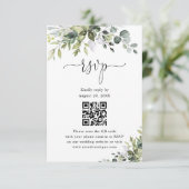 Eucalyptus Wedding Website QR Code RSVP Karte (Stehend Vorderseite)