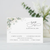 Eucalyptus Wedding With Meal Choice RSVP Card Karte (Stehend Vorderseite)