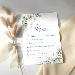 Eucalyptus Wedding With Meal Choice RSVP Card Karte