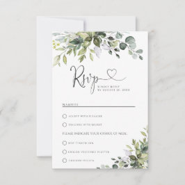 Eucalyptus Wedding With Meal Choice RSVP Karte