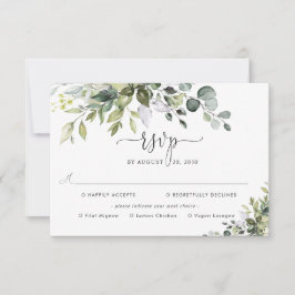 Eucalyptus Wedding With Meal Choice RSVP Karte