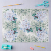 Eucalyptus & White Christmas Poinsettias Faux Foil Seidenpapier (Basteln)