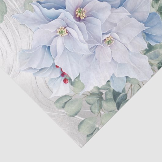 Eucalyptus & White Christmas Poinsettias Faux Foil Seidenpapier (Ausschnitt)