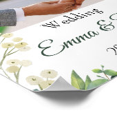 Eucalyptus & White Florals Botanical Wedding Poster (Ecke)